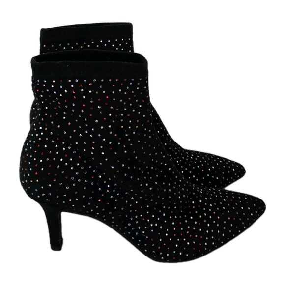 INC International Concepts Shoes - INC International Concepts 7.5 Bray Sock Black Heel Booties W Red Rhinestones